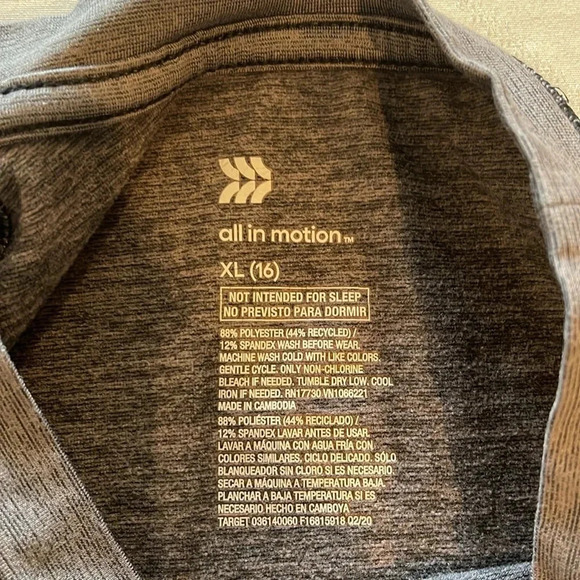 All in Motion‎ boys long sleeve base layer fleece lined long sleeve shirt XL 16 - Picture 3 of 4